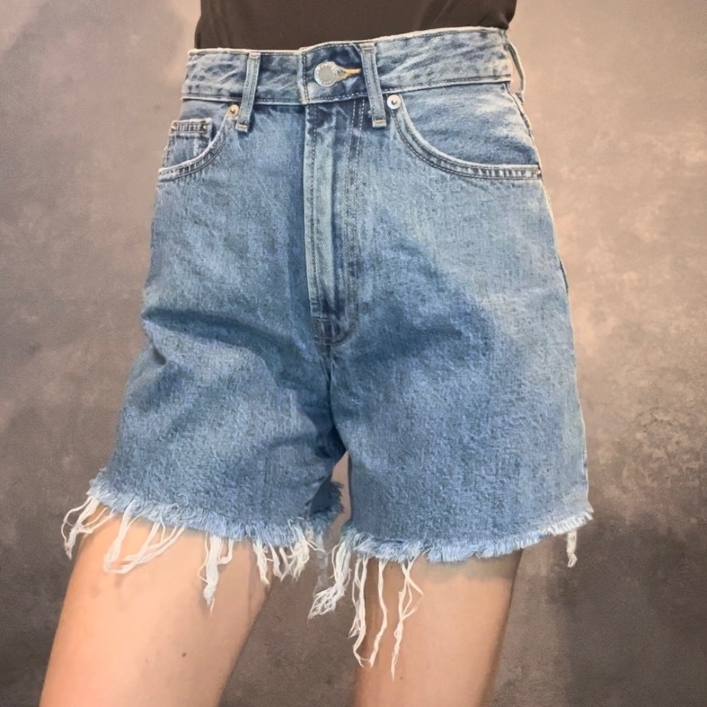 Everlane 100% Organic Cotton Raw Hem Fringe High Waisted Rise Shorts Women’s 24